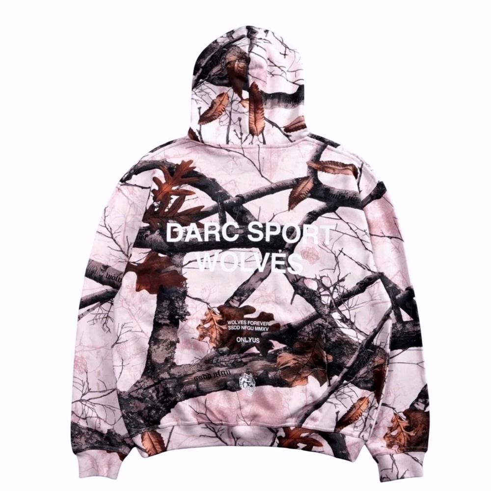 Darc Sport Wolves Pierce Hoodie XL Brown Light Mauve Woodland Camo DSFH039-1097